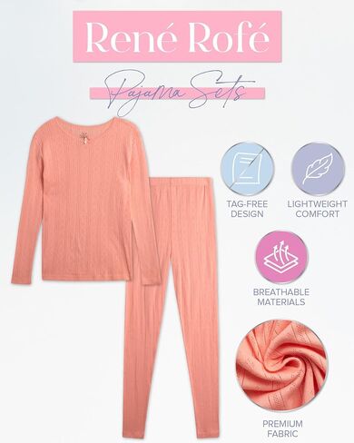 طقم بيجامة للفتيات من Rene Rofe - طقم ملابس نوم قطنية بقصة مريحة 4 قطع (2T-12) in Kuwait