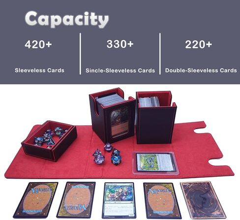 مربع تخزين بطاقة MTG Commander-يناسب 200 بطاقات مزدوجة الأكمام ، و 3 في 1-in-1card ، ومنظم بطاقات المغناطيس القوي لـ Magic Commander TCG CCG ، و 4 Diversers & 2 Toploaders (Black & Blue) in Saudi Arabia