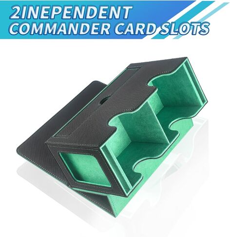 MTG Deck Box with 2 Commander Display-Patented Design，Deck Box Fits 310+ Cards，High Capacity Dice Tary，Leather Magnetic Card Storage Box Fits for TCG CCG Magic Cards (Black Gray) in Saudi Arabia