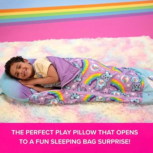 حفاضات سعيدة: Care Bears Sleep Sack Medium - Dream Bright Bear - 54 × 20 ، 2 -in -1: تفتح الشخصية الفخمة في حقيبة نوم ، حيوان ناعم ، أطفال 3+ in Kuwait