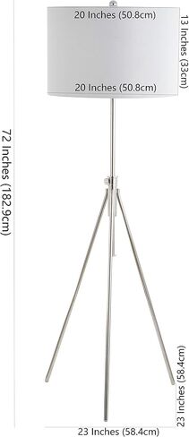 SAFAVIEH FLL4007B Lighting Collection Cipriana Nickel Floor Lamp, 0, Silver/White in Kuwait