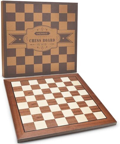 Ameruter 15 '× 15' لوحة شطرنج خشبية لا توجد قطع ، شطرنج البطولة الاحترافية فقط مع حزمة الهدايا - قواعد الشطرنج ، لوحة الشطرنج المحمولة للمبتدئين ، الأطفال ، البالغين in Kuwait