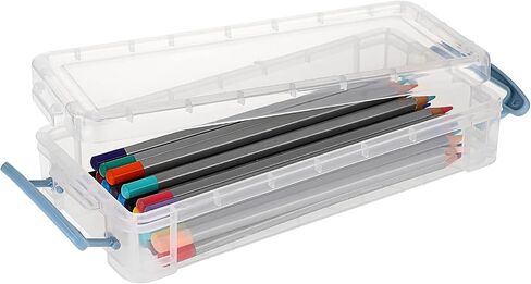 BTSKY 18 Pack Large Capacity Pencil Box, Plastic Pencil Case Crayon Box Bulk, Clear Marker Organizer Stackable Brush Painting Pencils Storage Box for Watercolor Pen Container Drawing Tools(Black) in Saudi Arabia