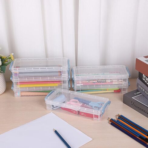 BTSKY 18 Pack Large Capacity Pencil Box, Plastic Pencil Case Crayon Box Bulk, Clear Marker Organizer Stackable Brush Painting Pencils Storage Box for Watercolor Pen Container Drawing Tools(Black) in Saudi Arabia