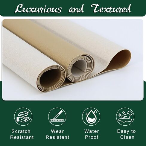 Grained Calfskin Leather 55'' x 78'', 0.75mm Thick for Upholstery DIY Crafts Faux Leather Sheets Soft PU Faux Synthetic Leather Fabric (Khaki) in Saudi Arabia