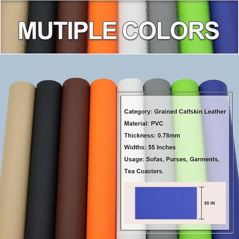 Grained Calfskin Leather 55'' x 78'', 0.75mm Thick for Upholstery DIY Crafts Faux Leather Sheets Soft PU Faux Synthetic Leather Fabric (Khaki) in Saudi Arabia