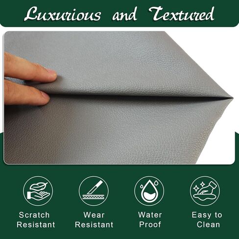 Grained Calfskin Leather 55'' x 78'', 0.75mm Thick for Upholstery DIY Crafts Faux Leather Sheets Soft PU Faux Synthetic Leather Fabric (Khaki) in Saudi Arabia