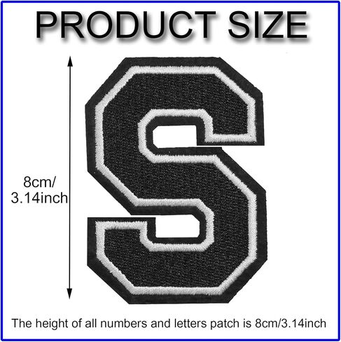 3 Pieces 3.14inch Iron on Letter Patch, Full Embroidery Letter Patch, Iron Alphabet Letter A-Z Iron on Sew on Patches for Clothes, Dress, Hat, Socks, Jeans, DIY Accessories, 3.14inch (Black, C) in Saudi Arabia