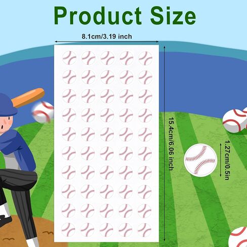 10 Sheets Baseball Stickers, 0.5in Sports Ball Stickers Labels Self-Adhesive Sports Stickers Small Waterproof Envelope Gift Bag Seal for Baseball Theme Party Decor Supplies Team Gifts in Kuwait