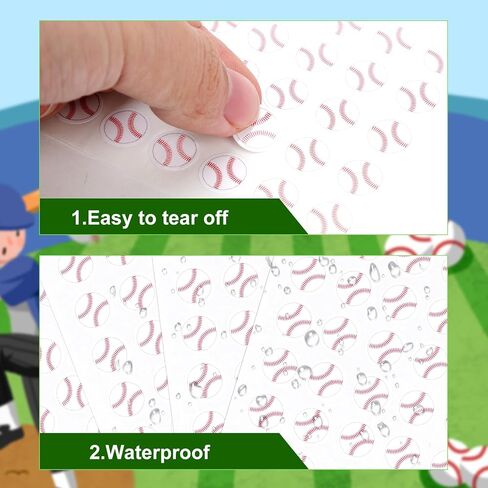 10 Sheets Baseball Stickers, 0.5in Sports Ball Stickers Labels Self-Adhesive Sports Stickers Small Waterproof Envelope Gift Bag Seal for Baseball Theme Party Decor Supplies Team Gifts in Kuwait