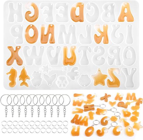Gartful Alphabet Silicone Molds Set, Letter Molds for Epoxy Casting Alphabet Resin Mold for DIY Earring Necklace Pendant Jewelry Resin Crafts Decor, Gold in Saudi Arabia