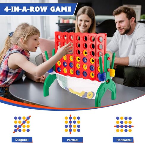 4-in-A-Row Game, 1.9 Feet Strategy Board Game for Kid Indoor Outdoor, 4-to-Score Yard Camping Family Party Game in Saudi Arabia