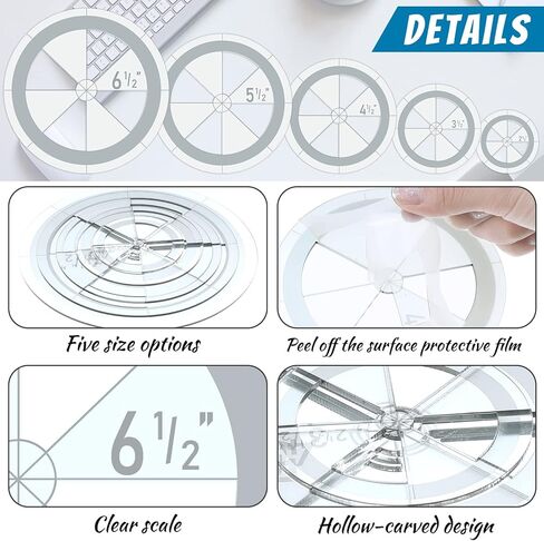 Geyee 5 PCS Circle Ruler Template Template Set Set Dircle Templates for Upenting Arcers Arc ، 5 أحجام (أنيقة) in Kuwait