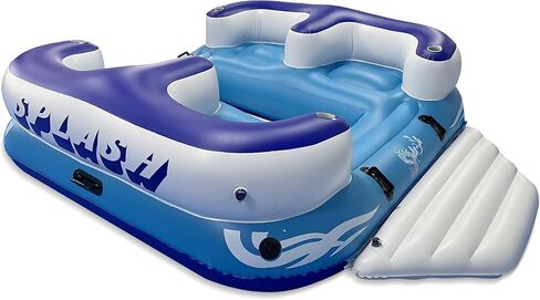 SereneLifeHome Inflatable 4- Person Floating Island Raft, Party Island Raft w/ 4 Drink Holders, Use for Lounging on Lake, Beach River or Pool in Saudi Arabia