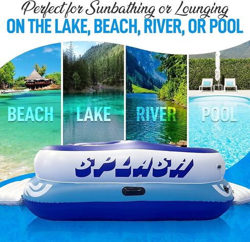 SereneLifeHome Inflatable 4- Person Floating Island Raft, Party Island Raft w/ 4 Drink Holders, Use for Lounging on Lake, Beach River or Pool in Saudi Arabia