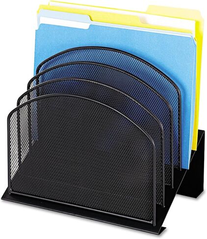 Safco Onyx Desk Organizer, 5 Tiered Vertical Compartments, Office and Classroom Mailbox , Paper and Mail Sorter, Steel Mesh, Black in Kuwait