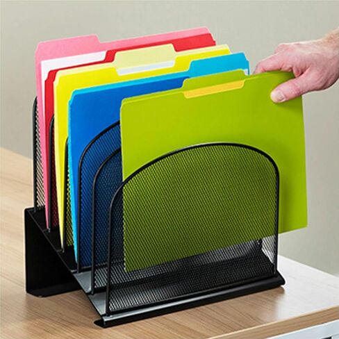 Safco Onyx Desk Organizer, 5 Tiered Vertical Compartments, Office and Classroom Mailbox , Paper and Mail Sorter, Steel Mesh, Black in Kuwait