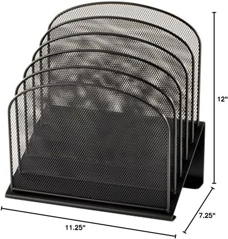 Safco Onyx Desk Organizer, 5 Tiered Vertical Compartments, Office and Classroom Mailbox , Paper and Mail Sorter, Steel Mesh, Black in Kuwait