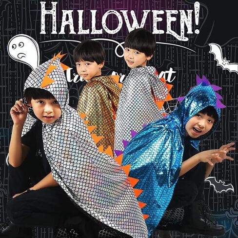 Kids Dinosaur Cloak Dragon Hooded Cape Robe Halloween Costume Fancy Dress Cape Outfit Birthday Gift Party Favor in Saudi Arabia