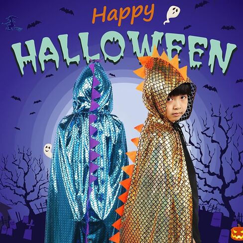 Kids Dinosaur Cloak Dragon Hooded Cape Robe Halloween Costume Fancy Dress Cape Outfit Birthday Gift Party Favor in Saudi Arabia