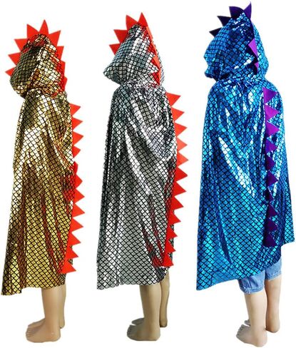 Kids Dinosaur Cloak Dragon Hooded Cape Robe Halloween Costume Fancy Dress Cape Outfit Birthday Gift Party Favor in Saudi Arabia