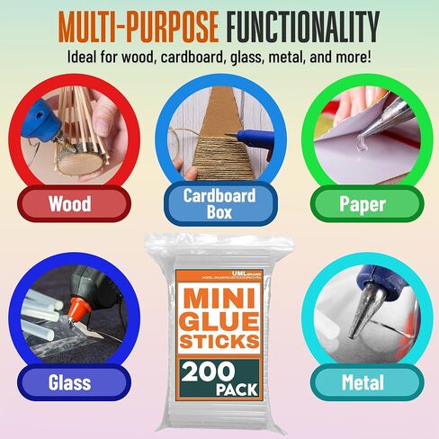 Mini Hot Glue Sticks - Compatible with Hot Mini Glue Gun - 4" x 0.27" - Small Skinny Sticks - Ideal for Craft Projects - Dries Quick - 200 Pack in Saudi Arabia