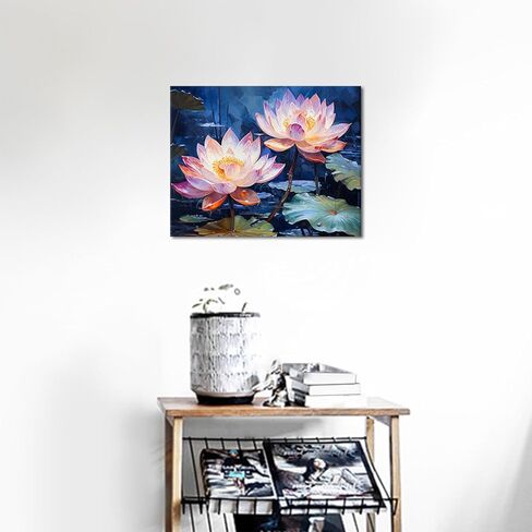 زهور Tumovo الطلاء بالأرقام من الفاوانيا البيضاء وطلاء الغابات الليلي بأرقام أرقام اللوحة الزيتية DIY للمبتدئين للبالغين ، والطلاء حسب عدد الطلاء الكبار من أدوات ديكور المنزل ، 16 × 20 بوصة in Kuwait