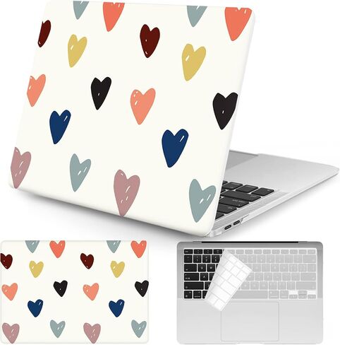 Seorsok Compatible with Old Version MacBook Air 13.3 inch Case Models A1369 & A1466(2010-2015 2017 Release) Protective Plastic Hard Shell Case & Keyboard Cover,Colourful Heart in Saudi Arabia
