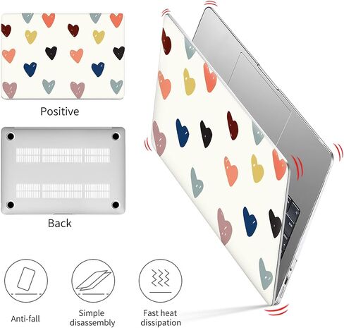 Seorsok Compatible with Old Version MacBook Air 13.3 inch Case Models A1369 & A1466(2010-2015 2017 Release) Protective Plastic Hard Shell Case & Keyboard Cover,Colourful Heart in Saudi Arabia