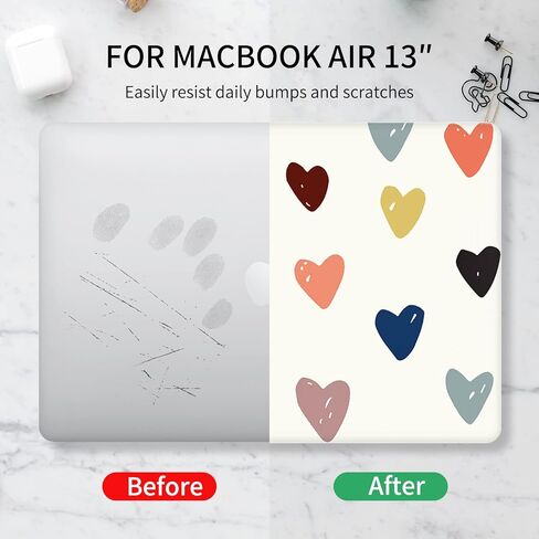 Seorsok Compatible with Old Version MacBook Air 13.3 inch Case Models A1369 & A1466(2010-2015 2017 Release) Protective Plastic Hard Shell Case & Keyboard Cover,Colourful Heart in Saudi Arabia