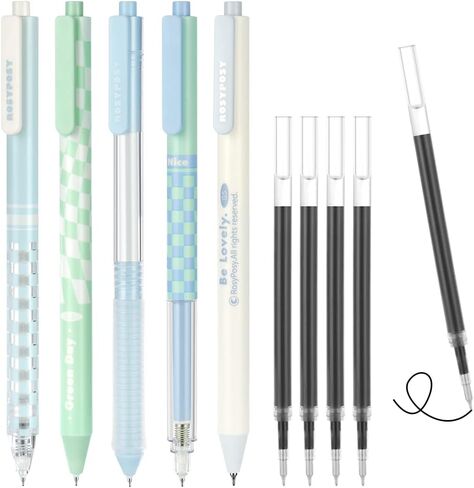 AUAUY 5PCS Gel Pens, Retractable Quick Dry Gel Ink Pen, Pens for Journaling with 5 Refill, Cute Pens, Smooth Writing Pens, 0.5mm Black Ink Pens, Office School Supplies Gifts for Women & Men in Saudi Arabia