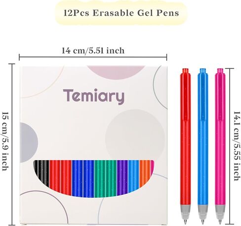 Temiary 12pcs قابلة للاسترخاء أقلام هلام أقلام ، تختفي الأخطاء ، وكتابة ناعمة 0.5 ملم ، ولا تلطخ لرسم مخطط الكتابة والألغاز المتقاطعة (الأخضر) in Kuwait