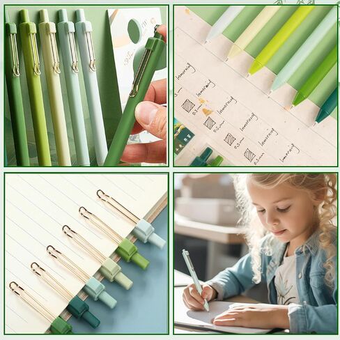 Aesthetic Stationery Set of 4,including 6 Mini Correction Tapes 6 Retractable Black Ink Pens 0.5mm Fine Point Paper Corrective Pen 6 Succulent Push Pins Self Stick Index Tabs(Green) in Saudi Arabia
