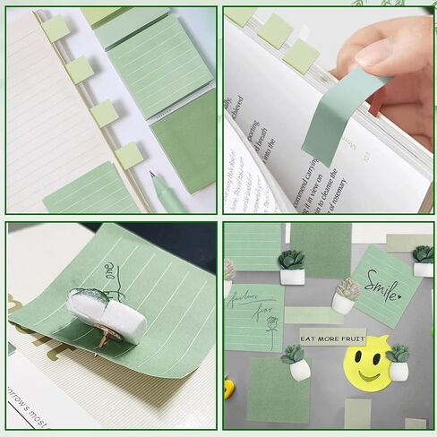 Aesthetic Stationery Set of 4,including 6 Mini Correction Tapes 6 Retractable Black Ink Pens 0.5mm Fine Point Paper Corrective Pen 6 Succulent Push Pins Self Stick Index Tabs(Green) in Saudi Arabia