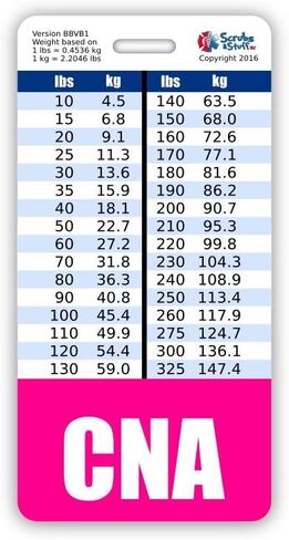 CNA Badge Buddy Vertical w/Height & Weight Conversion Charts (Pink) in Kuwait