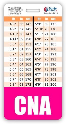 CNA Badge Buddy Vertical w/Height & Weight Conversion Charts (Pink) in Kuwait