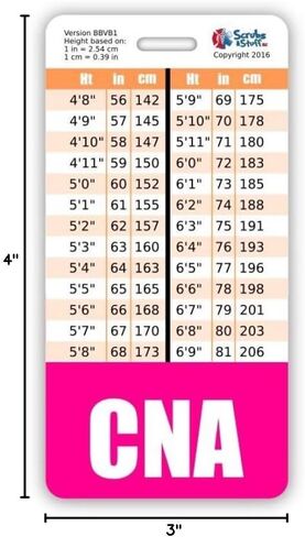CNA Badge Buddy Vertical w/Height & Weight Conversion Charts (Pink) in Kuwait