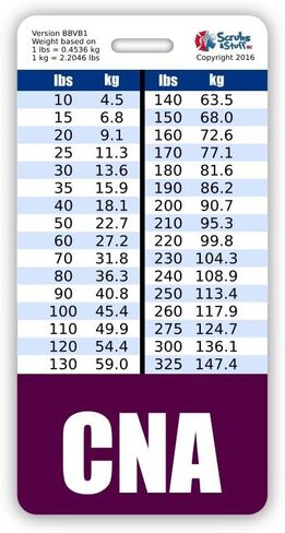 CNA Badge Buddy Vertical w/Height & Weight Conversion Charts (Pink) in Kuwait
