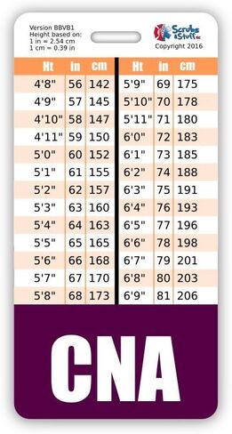 CNA Badge Buddy Vertical w/Height & Weight Conversion Charts (Pink) in Kuwait