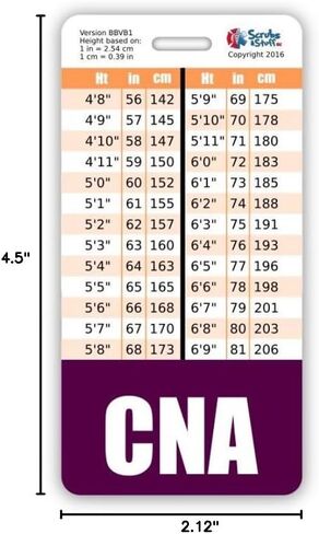 CNA Badge Buddy Vertical w/Height & Weight Conversion Charts (Pink) in Kuwait