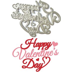 Happy Valentine's Day Words Metal Cutting Die for Card Making Photo Album Decorations, Phrases Letters Die Cut Holiday Alphabet Dies Stencils Embossing Template for DIY Scrapbooking Craft