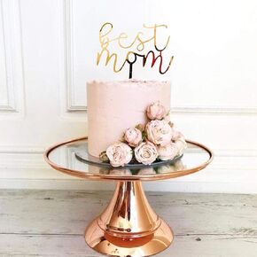 6 أجهزة كمبيوتر سعيدة عيد الأم الكعكة أفضل أمي من أي وقت مضى كعكة توببر أكريليك مرآة الكعكة توبيبر تزيين الكعكة الديكور لعيد الأم (الذهب) in Kuwait