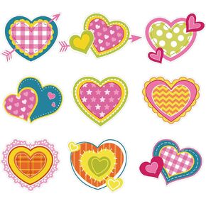45 Pieces Valentine Themed Cutouts Assorted Color Education Hearts Cutouts with Glue Point Dots for Bulletin Board Classroom Decoration Valentine's Day Wedding Anniversary Party Supplies 5.9 Inches