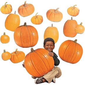Jumbo Pumpkins Classroom Cutouts - 50 Realistic Looking Pieces in 5 Sizes - Fall Classroom Decor and Teacher Supplies