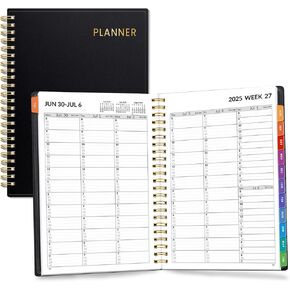 SUNEE 2025-2026 Appointment Book, Quarter-Hourly, Weekly & Monthly - from July 2025 to June 2026, 6.4"x8.3" Academic Planner, Flexible Cover, Note Pages, Bookmark, Spiral Binding, Black