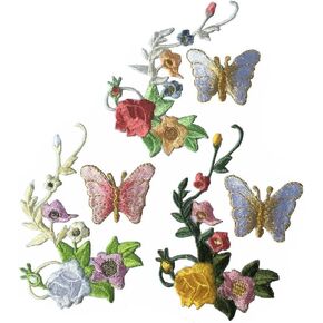 Flower Butterfly Patches Clothing Iron On Embroidered Appliques Stickers Bags Hats DIY Accessories