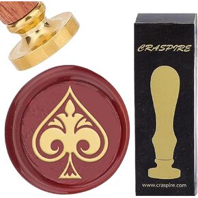 CRASPIRE Wax Seal Stamps Spade Sealing Wax Stamp 25mm Retro Vintage Removable Brass Head with Wooden Handle for Wedding Invitations Envelopes Birthday Party Thanksgiving Gift Packing
