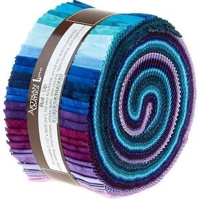 Jelly Roll - Artisan Batiks Prisma Dyes by Lunn Studios for Robert Kaufman Royalty Colorstory Blues Purples Greens 2.5" Strips Roll-Up Bundle Quilter's Cotton Fabric Precuts (RU-844-40) M525.41