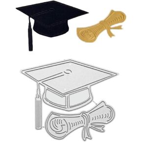 Silver Graduation Hat Cutting Dies Bachelor Cap Metal Die Cuts Graduation Theme Background Embossing Mold for DIY Crafts Scrapbook Album Paper Card Making, Die-Cutting and Embossing Arts, Crafts