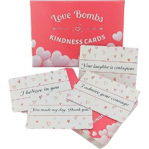 Better Me Love Bombs Kindness Cards – 111 Appreciation & Gratitude Cards, Love Notes for Him & Her, Just Because Gifts, Perfect for Valentine's Day (White & Gold)